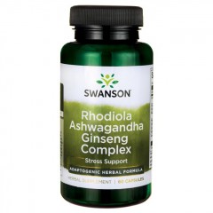 Комплекс растительных экстрактов Swanson Rhodiola Ashwagandha Ginseng - 60 капсул