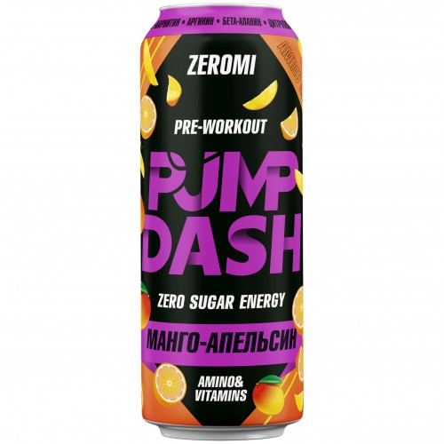 Энергетик спортивный ZEROMI Pre-Workout Pump Dash - 450 мл манго-апельсин