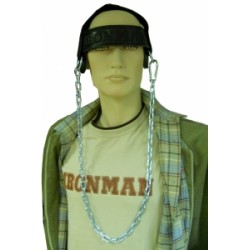 IRONMAN Головная лямка для тяги кожаная с цепью