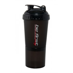 Be First Спортивный шейкер 600 мл с дополнительными отделениями, черный матовый