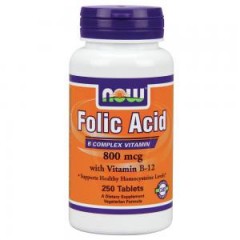 NOW Folic Acid with Vitamin B-12 (800 мкг) 250 табл.