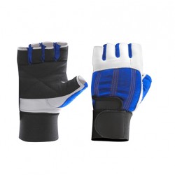 Be First Перчатки для фитнеса с фиксатором (бело-синие)