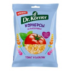 Dr.Korner Чипсы цельнозерновые кукурузно-рисовые с томатом и базиликом - 50 грамм