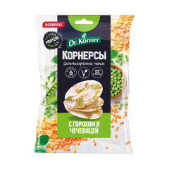 Dr.Korner Чипсы цельнозерновые рисовые с горошком и чечевицей - 50 грамм